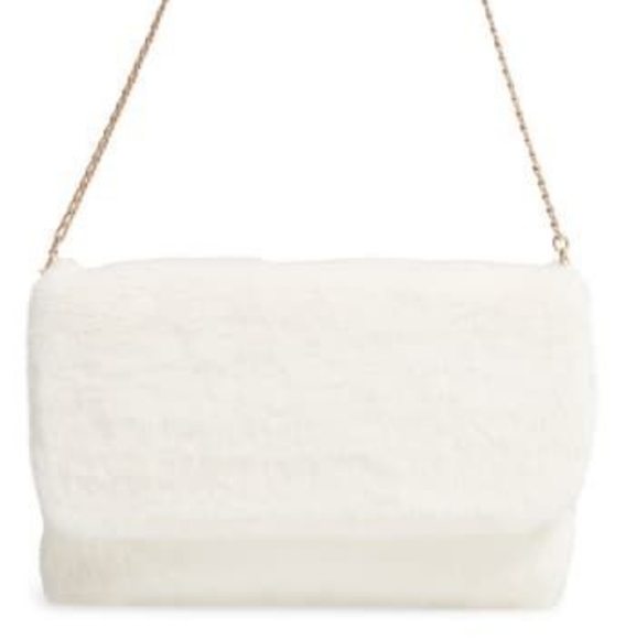 RACHEL PARCELL Soft Faux Fur Ivory Cloud Purse - Picture 2 of 5